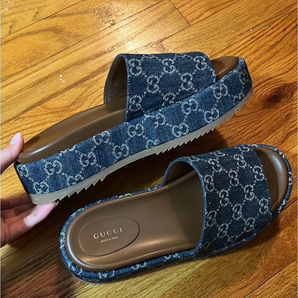 Basically brand new Gucci Denim Slides worn once